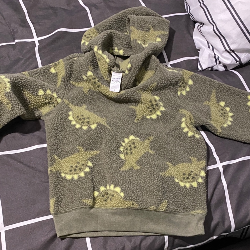 Cozy Green Dinosaur Kids Hoodie
